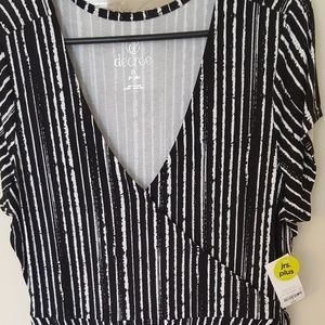 Black and white wrap dress